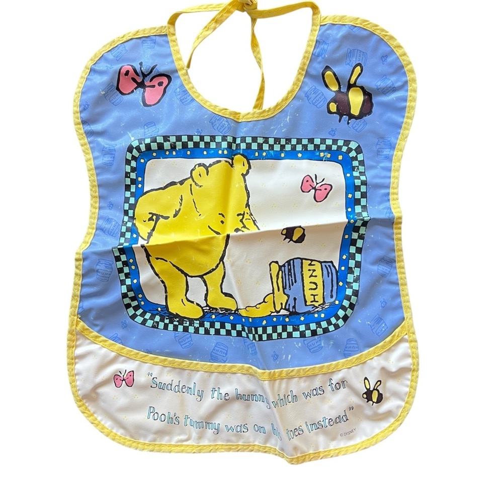 Vintage Winnie The Pooh Retro Bib With Pocket Classic Pooh Bear Baby Bib